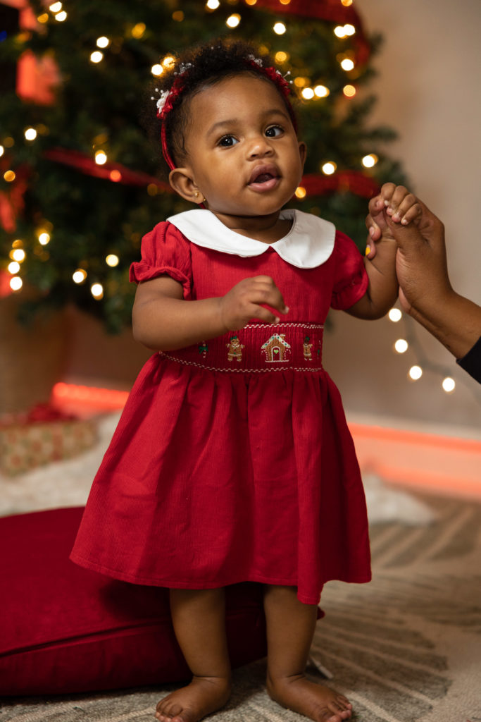 baby girl dress family Christmas photoshoot