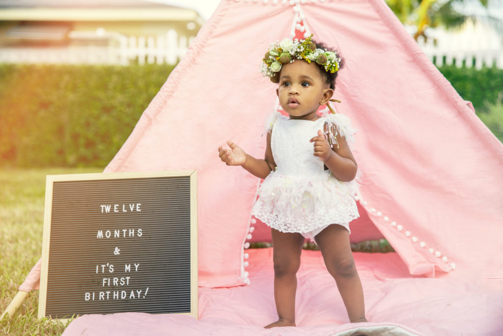 baby girl first birthday boho theme photoshoot 